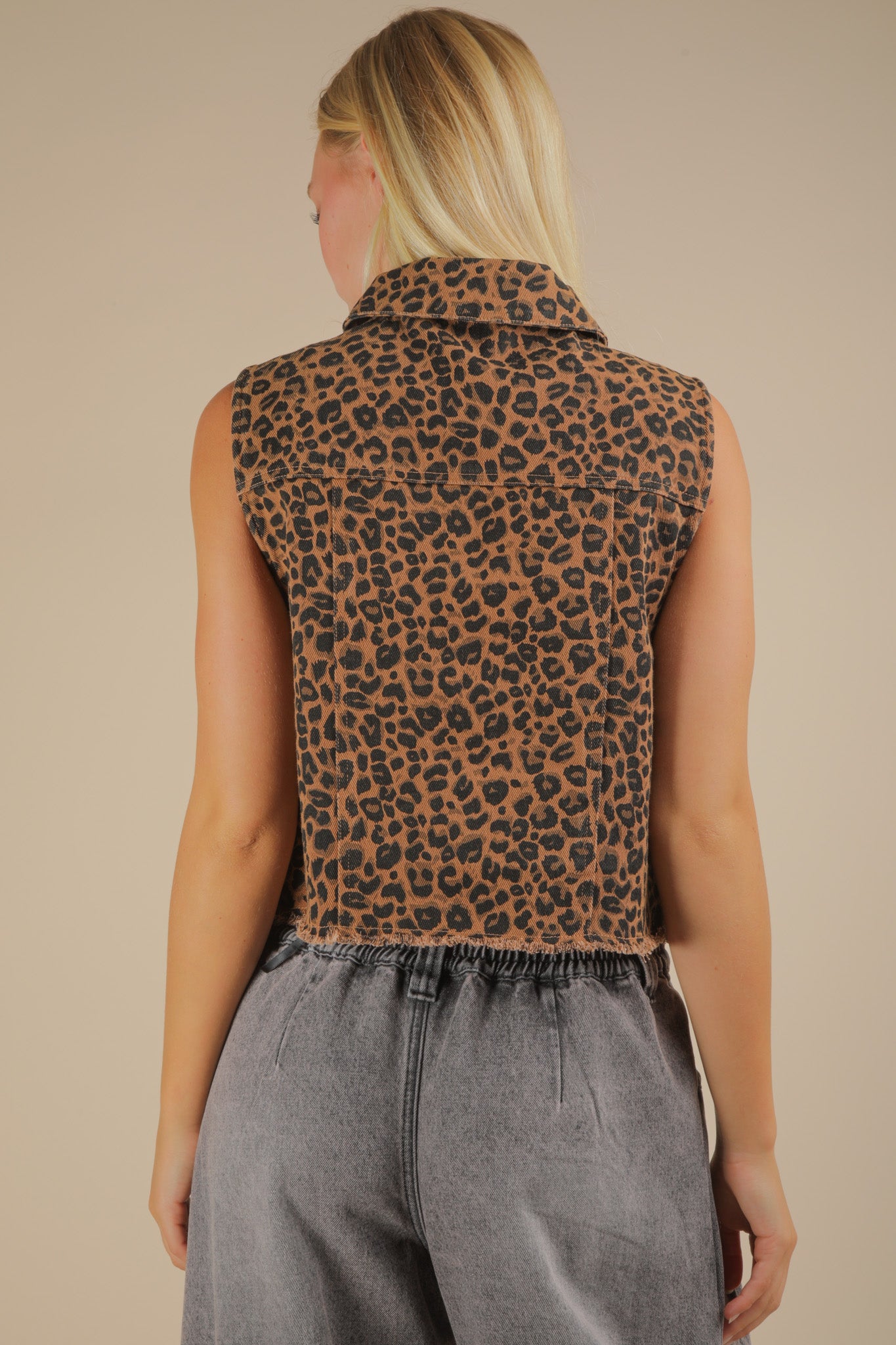 Wild Thang Leopard Button Down Vest