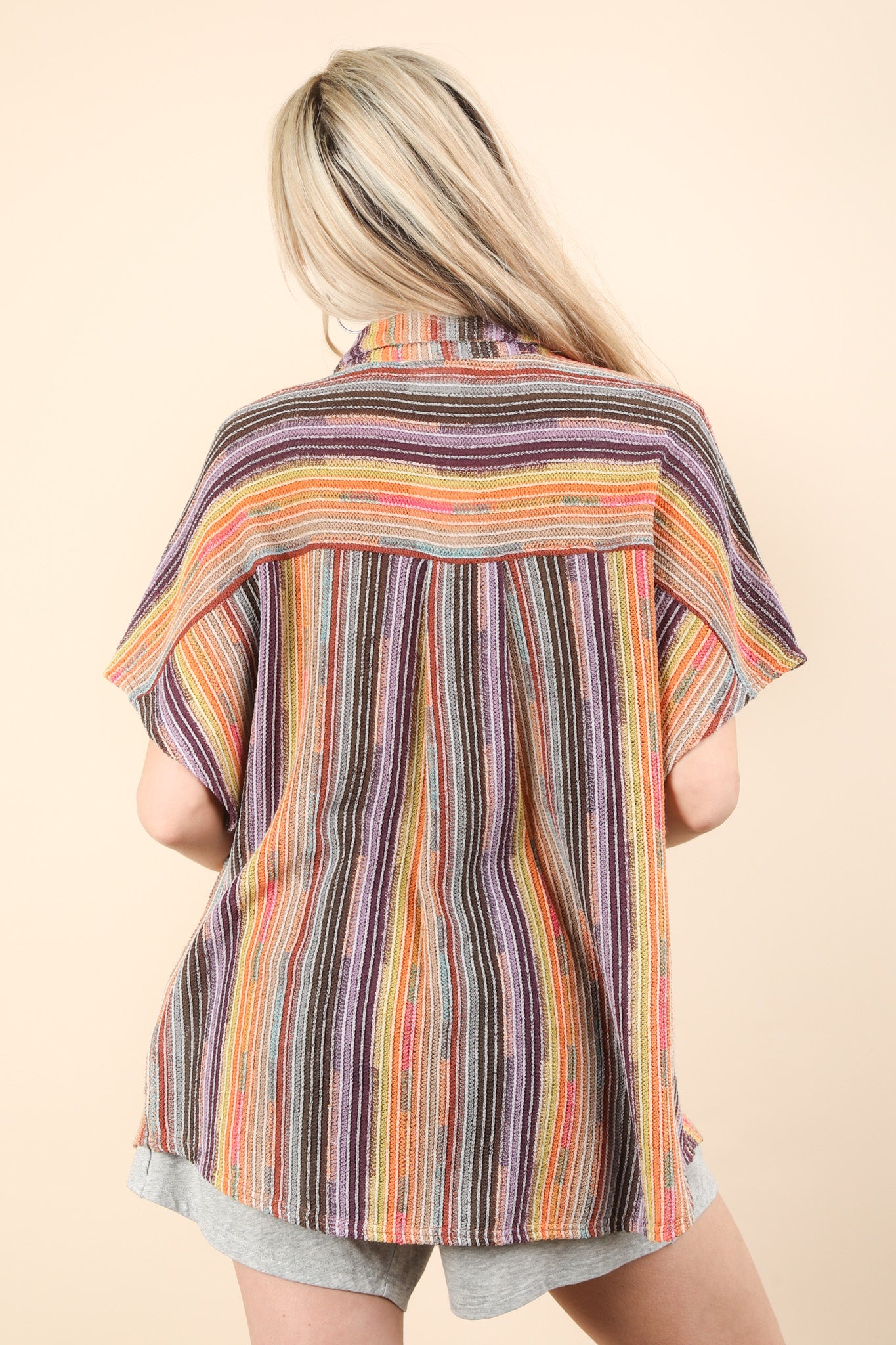 OnPoint Oversized Crochet Button Down Top