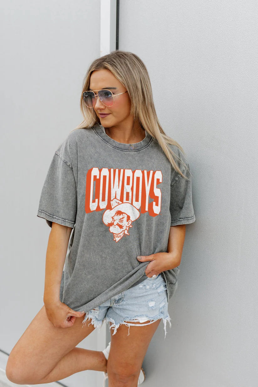 Gameday Couture OKLAHOMA STATE COWBOYS SOLID DEFENSE OVERSIZED CREWNECK TEE