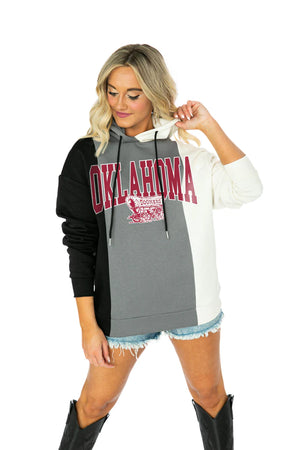 OKLAHOMA SOONERS VICTORY GRIND ADULT COLORBLOCK TRIO HOODED PULLOVER