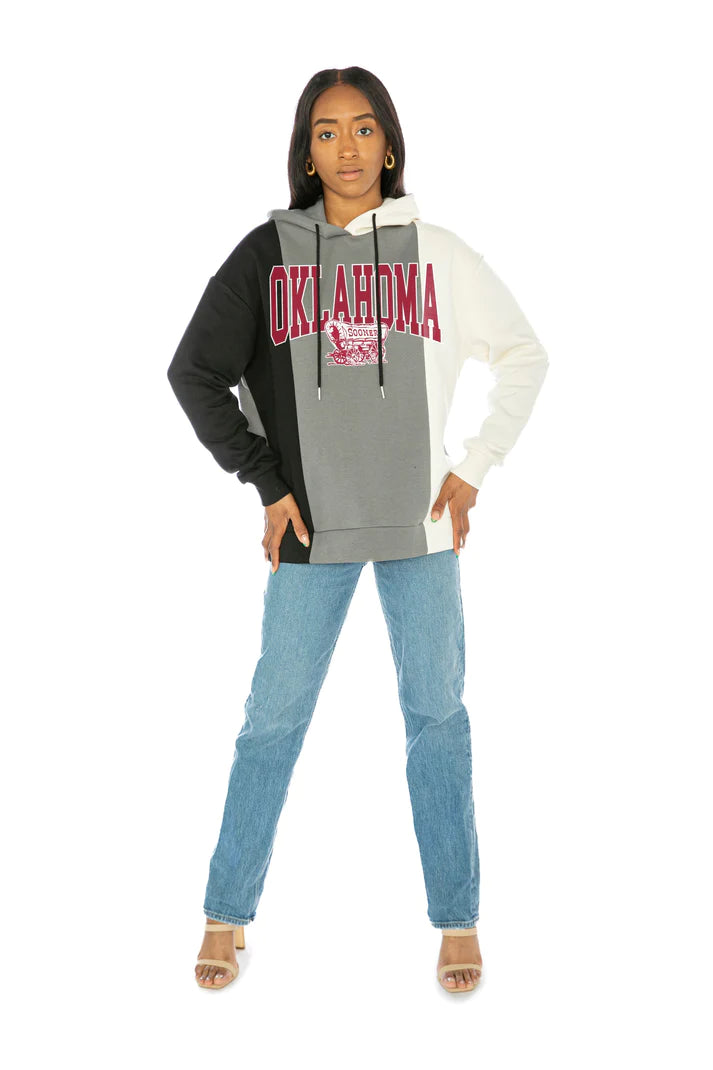 OKLAHOMA SOONERS VICTORY GRIND ADULT COLORBLOCK TRIO HOODED PULLOVER