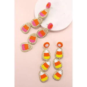 Candy Corn Seed Bead Earrings