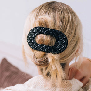 TELETIES Round Flat Quilted Hair Clip-Large