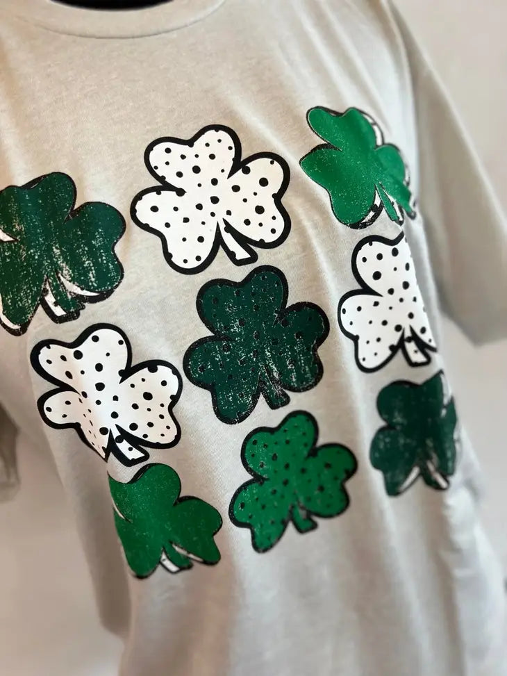 Multi Clover V-Neck Graphic Tee