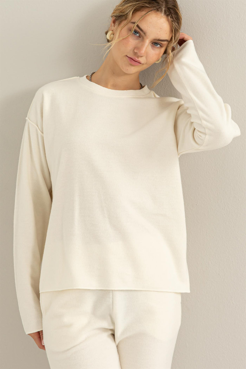 NOT YOUR GIRL REVERSE SEAM LONG SLEEVE TOP