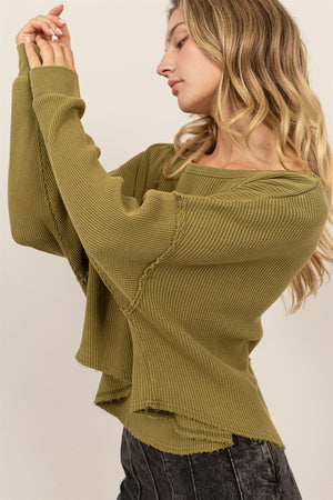 Relaxed Waffle Knit Top