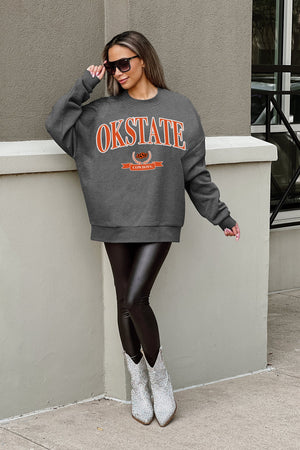 OKLAHOMA STATE COWBOYS SEAL THE DEAL PREMIUM FLEECE DROP SHOULDER CREWNECK PULLOVER