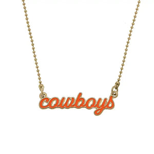 Oklahoma State Cowboys Enamel Script Necklace by Canvas Style