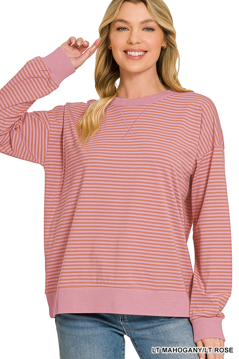 Zenana Striped Lightweight Pullover