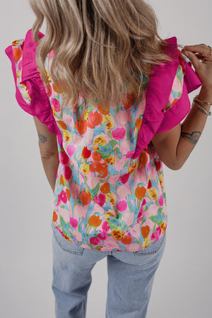 Frankie Floral Flutter Sleeve Top