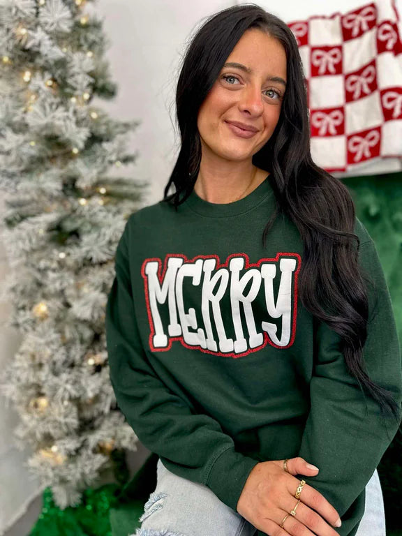 Merry Doodle Double Puff-Glitter Sweatshirt