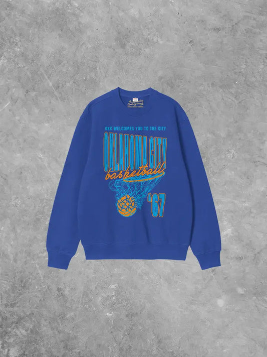 90's Oklahoma City Basketball Boxy Cotton Graphic Sweatshirt