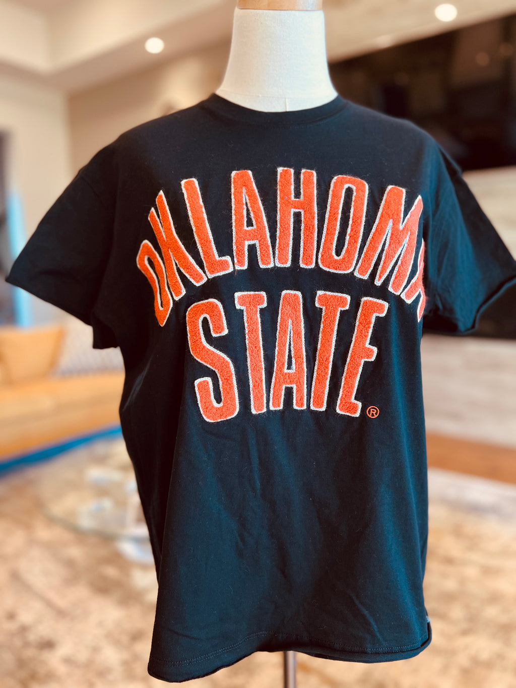 Oklahoma State Chenille Black Stadium Oversized Tee