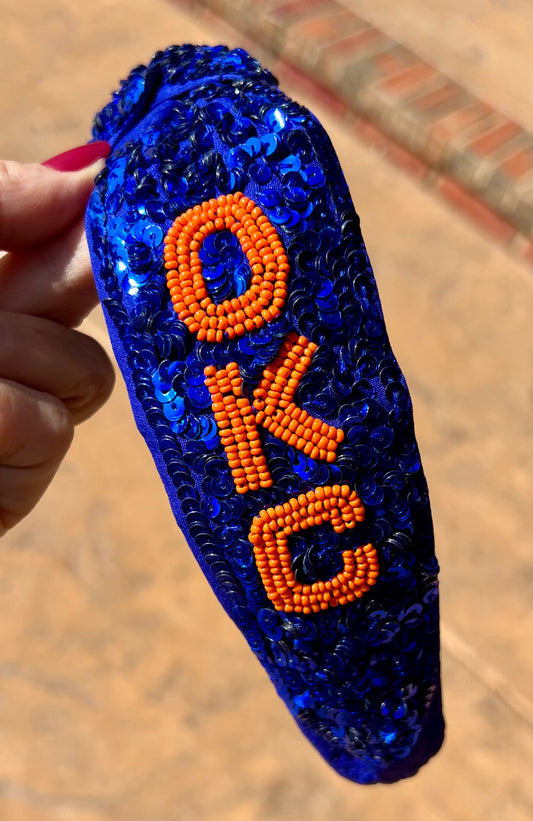 T OKC Blue Sequin Headband