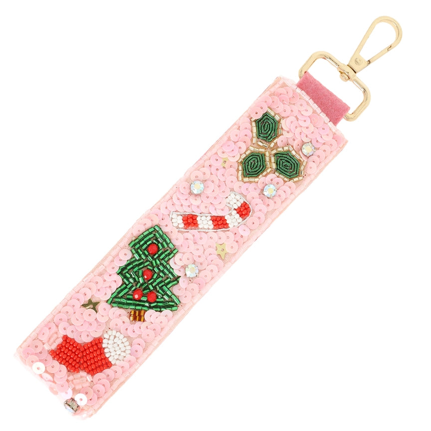 Christmas Jeweled Keychain Strap