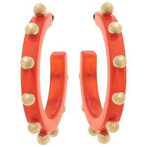 Kelley Studded Metal and Resin Hoop Earrings by Canvas Style