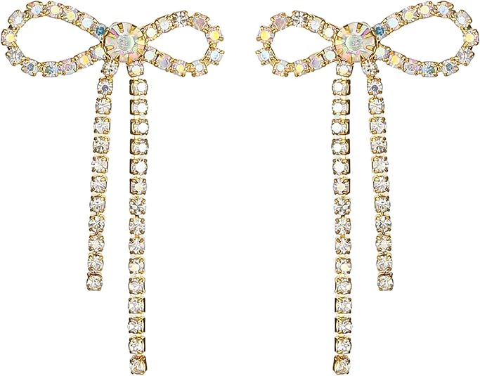 Rhinestone Bow Earrings