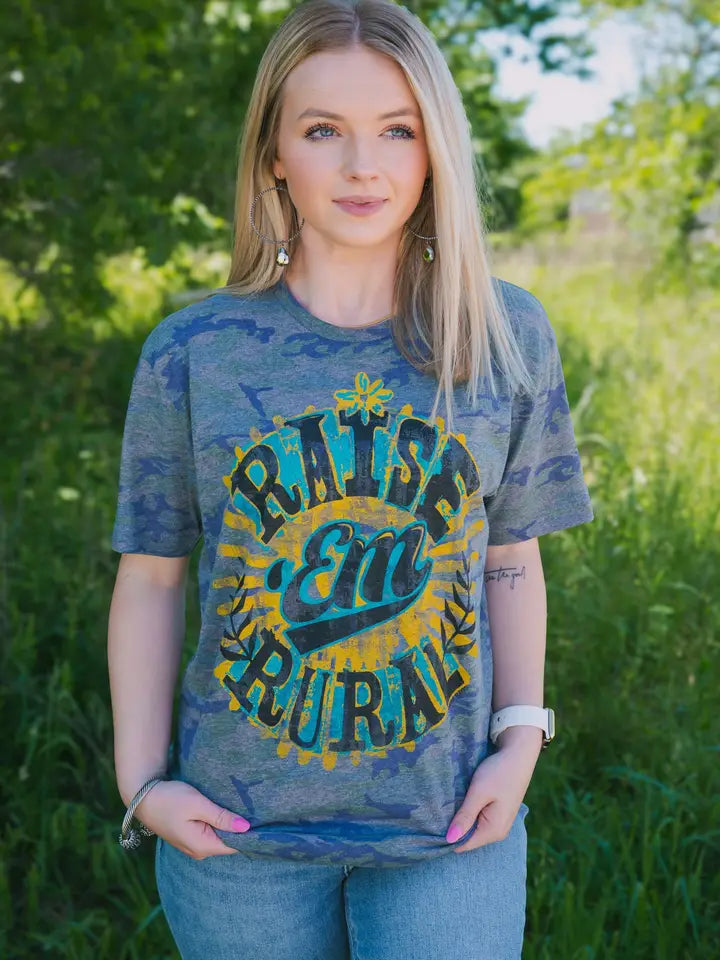 Raise 'Em Rural Camo Graphic Tee