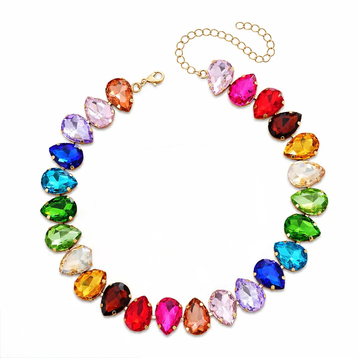 Colorful Pear Shape Stone Necklace