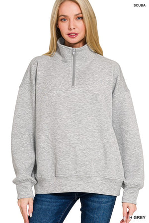 Zenana Scuba Full Half Zip Pullover