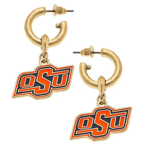 Oklahoma State Cowboys Enamel Drop Hoop Earrings by Canvas Style