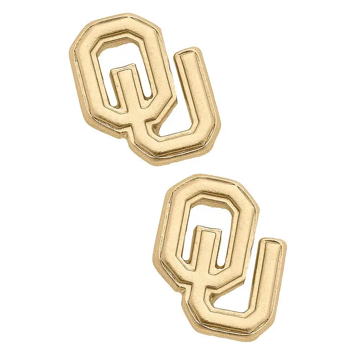 Oklahoma Sooners 24K Gold Plated Stud Earrings