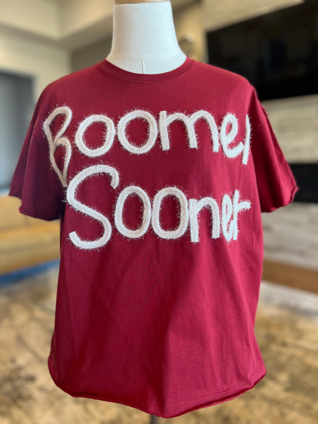 Boomer Sooner Metallic Crimson Stadium Oversized Tee