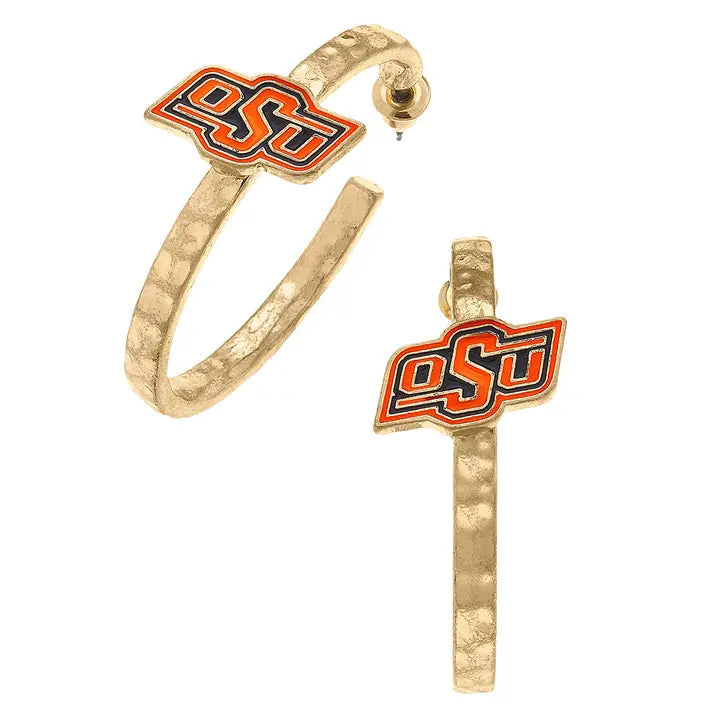 Oklahoma State Cowboys Enamel Logo Hoop Earrings