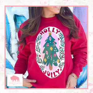 CJ Holly Jolly Oval Tree Graphic Sweatshirt