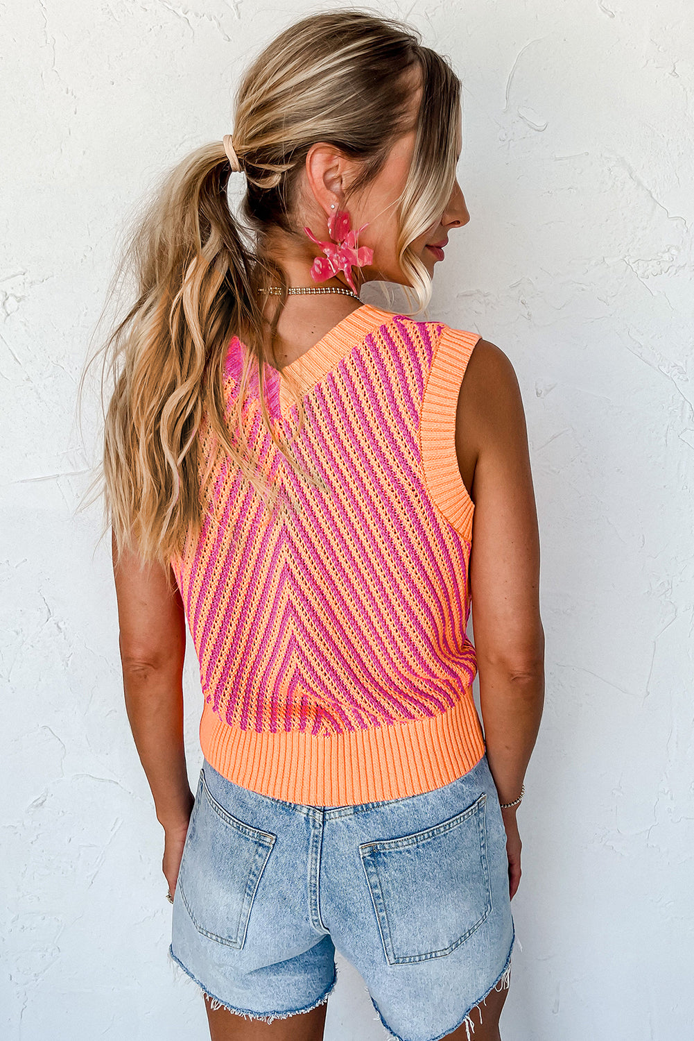 Sunshine Pink Contrast Sweater Top
