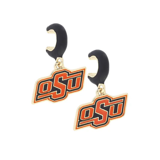 Oklahoma State Cowboys Enamel Logo Huggie Hoop Earrings