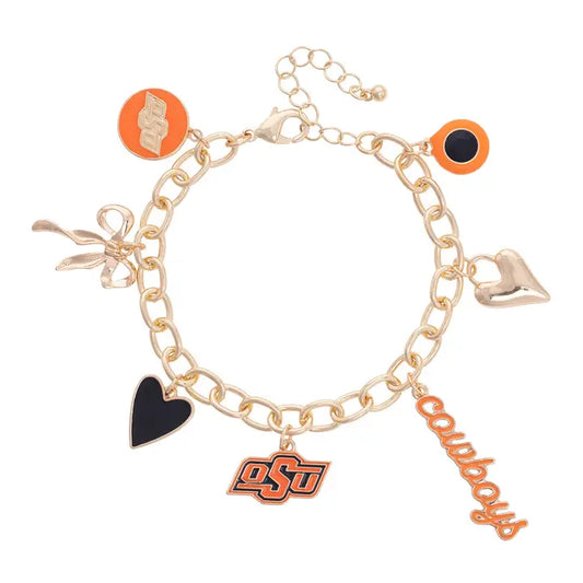 Oklahoma State Cowboys Enamel Icons Charm Bracelet in Shiny