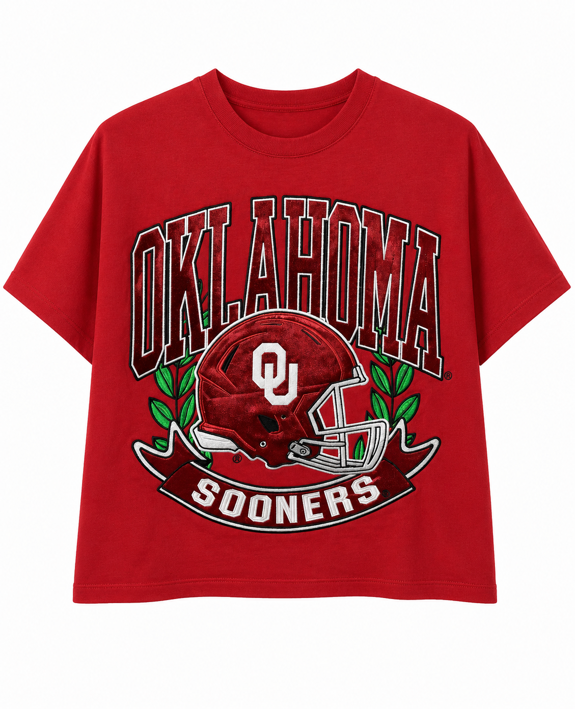 BB Stadium Crimson Okla Helmet/Laurels & Shine Top