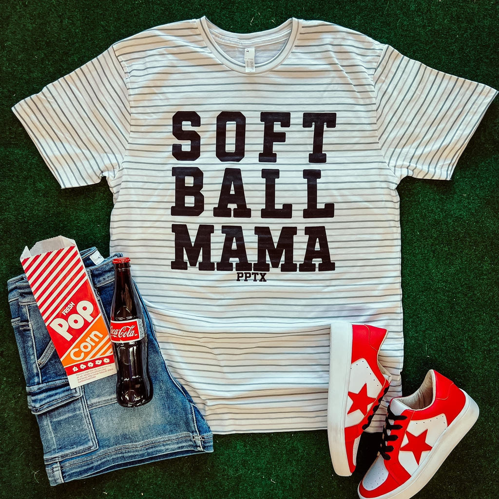 Softball Mama Stripes Graphic Tee by PPTX