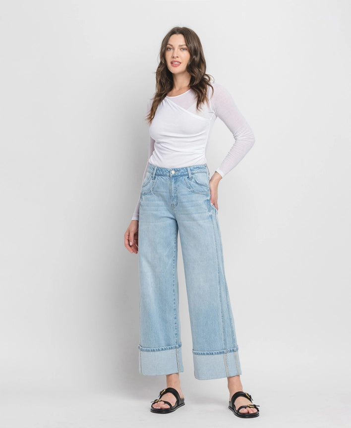 Super High Rise Cuffed Wide Denim by Vervet/Flying Monkey