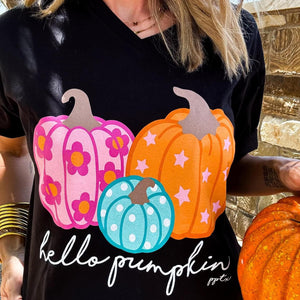 Hello Pumpkin V-Neck Graphic Tee