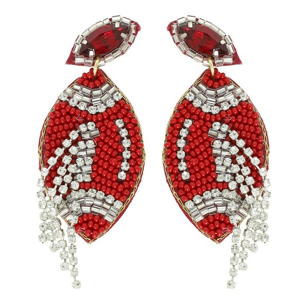 Football Crystal Seed Bead Earrings