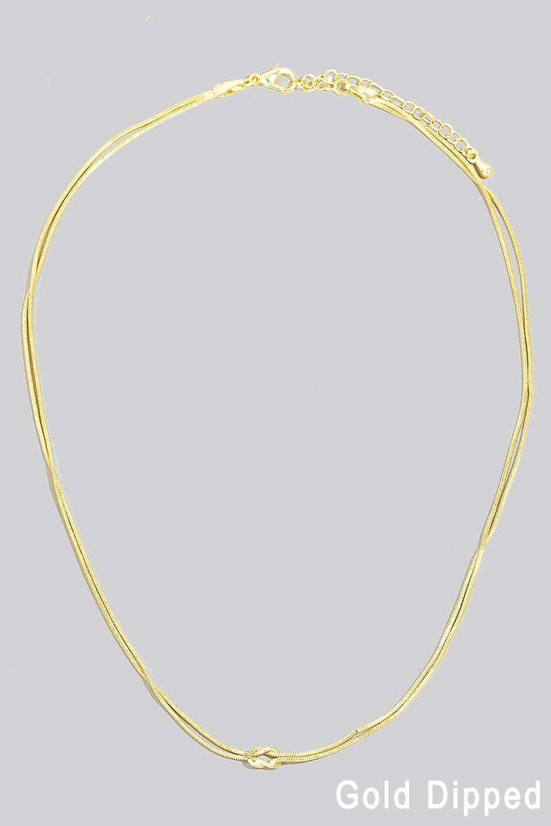 Gold Dipped Rope Chain Knot Layered Necklace