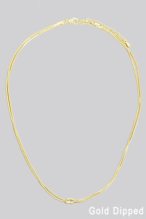 Gold Dipped Rope Chain Knot Layered Necklace