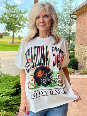 BB OSU Rhinestone Helmet Graphic Top