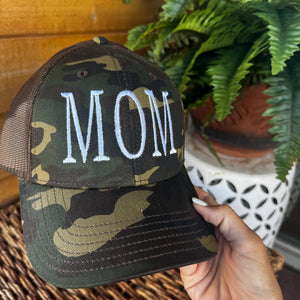 MOM Embroidered Camo Trucker Hat