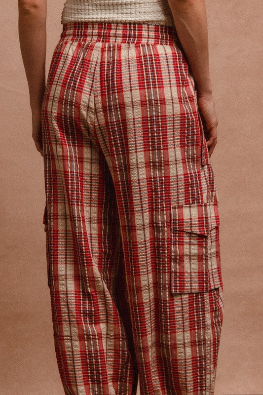 Red Plaid Linen Pants