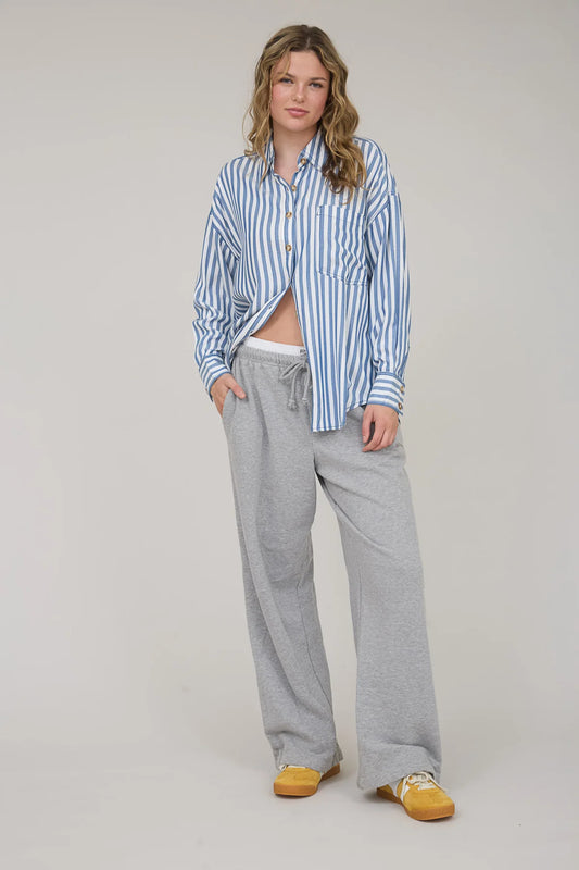 Stripe Collared Button Down Long Sleeve Top