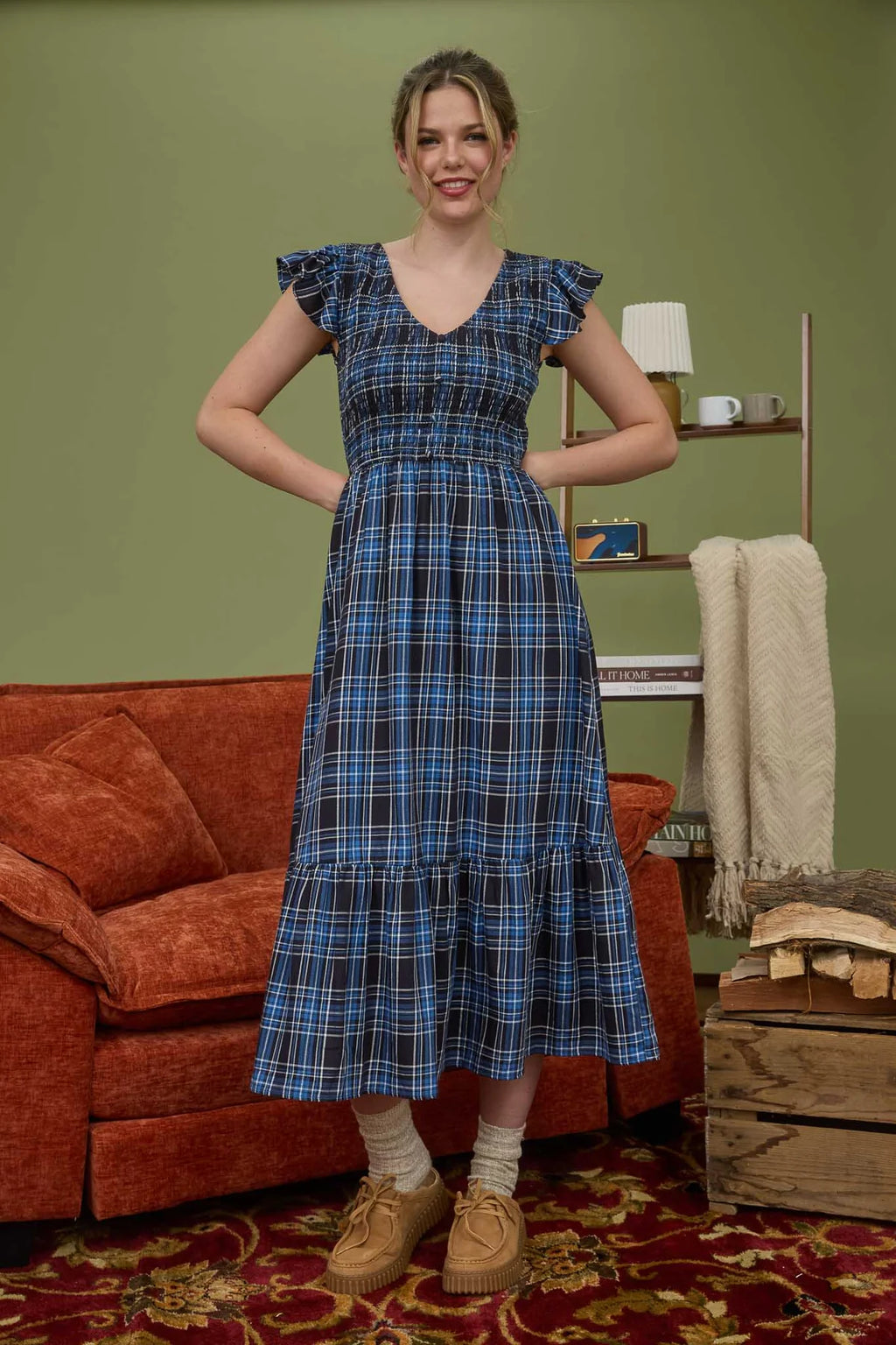 Put Your Plaid On Midi Dress