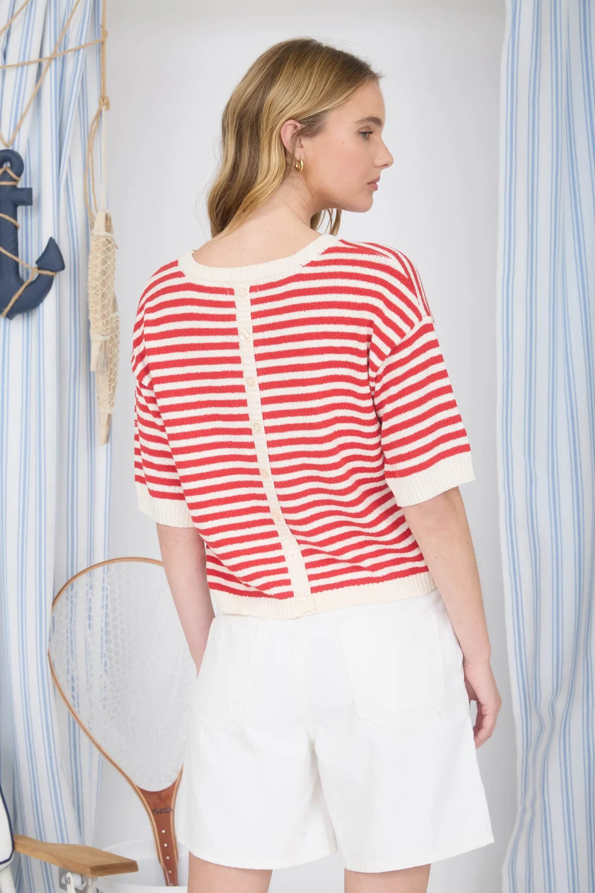 Stripe Contrast Trim Sweater