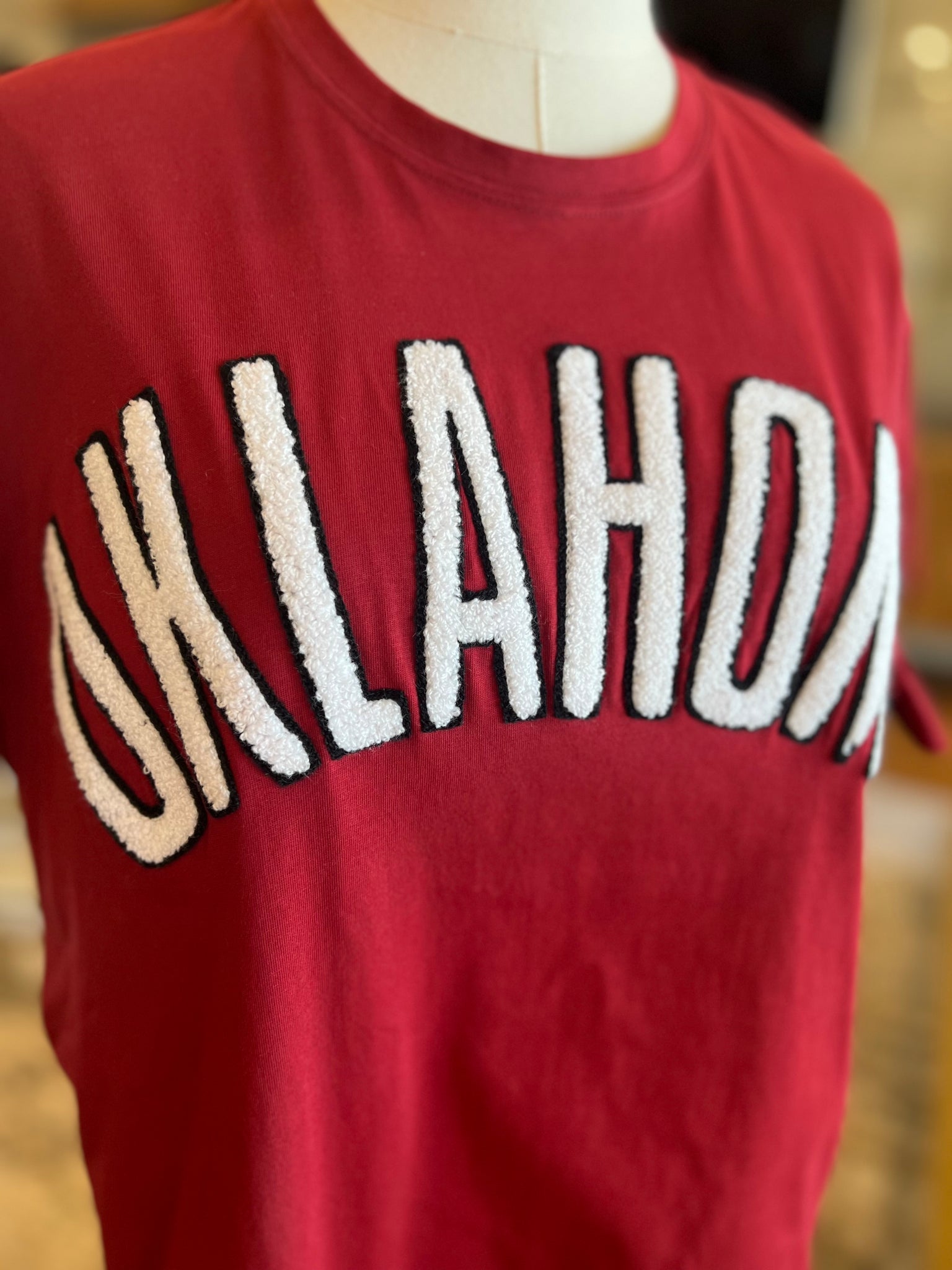 Oklahoma Chenille Crimson Stadium Oversized Tee