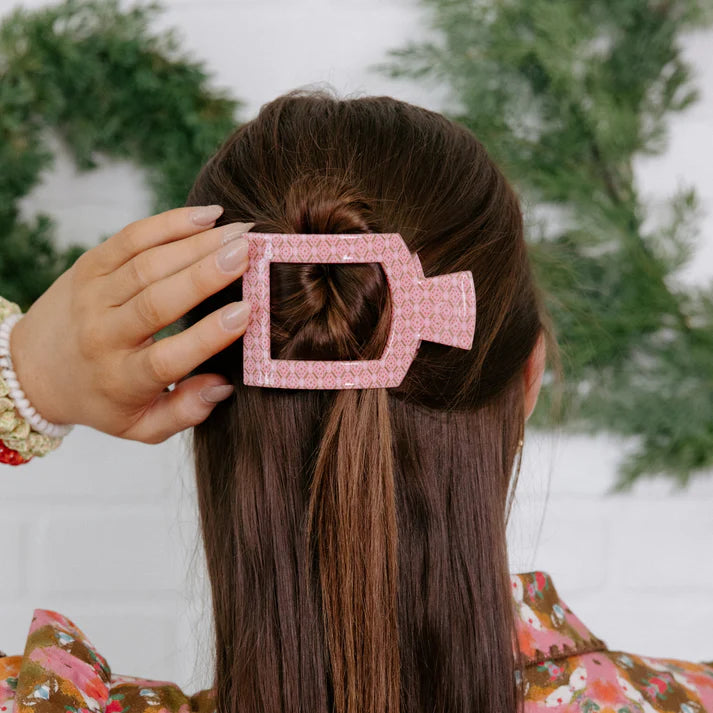 TELETIES Berry Cozy Square Flat Hair Clip-Medium
