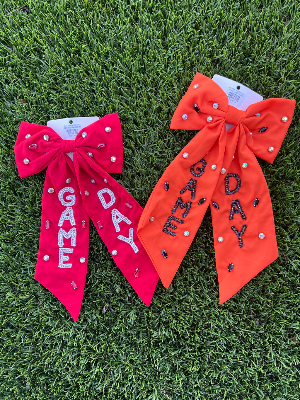 Game Day Bead Gemstone Bow Barrette Hair Clip