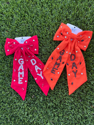 Game Day Bead Gemstone Bow Barrette Hair Clip