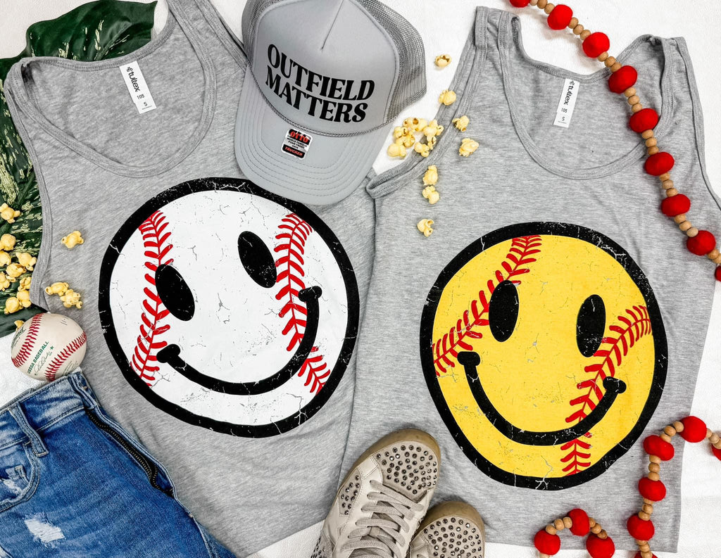 Game Day Smiley Graphic Tanks